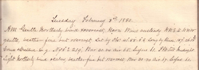 03 February 1880  journal entry